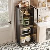 ATJafurn 23.6'' Glass Display China Cabinet With Pull-Out Bar Shelf, Dining Cabinet With Glass Doors and Wireless LED Light - 2 of 4
