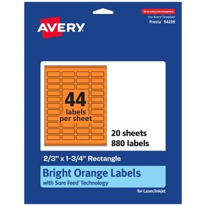 Avery Bright Orange Paper Labels, 2/3" x 1-3/4" Rectangle - 1 of 4
