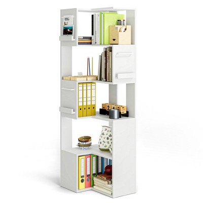 Pamapic 63" Corner Shelf, 5-Tier Freestanding Corner Cabinet Storage for Kitchen, Living Room & Bedroom