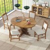 Dining Sets Round, Dining Sets 5 Piece, Dining Set Solid Wood With 16'' Leaf And 4 Upholstered Chairs, Extendable Dining Table Set-Cuddlewood - 2 of 4