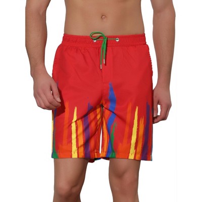 Lars Amadeus Men's Summer Lightweight Elastic Waist Colorful Printed Board Shorts