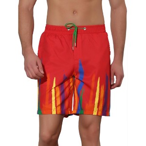 Lars Amadeus Men's Summer Lightweight Elastic Waist Colorful Printed Board Shorts - 1 of 4