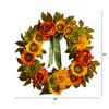 Nearly Natural 24-in Peony, Dahlia and Sunflower Artificial Wreath - 2 of 4