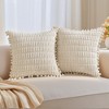 REGALWOVEN Corduroy Solid Plaid Texture Decorative with Pom-pom Edges Throw Pillow Covers 2 Pcs - 2 of 4
