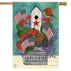 All American Birdhouse Floral House Flag Patriotic Primitive 28" x 40" Briarwood Lane - 2 of 4
