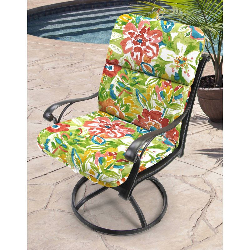 Outdoor Knife Edge Dining Chair Cushion - Green Tropical - Jordan Manufacturing, 3 of 10