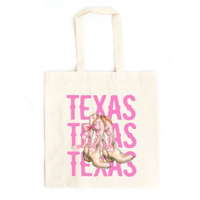 City Creek Prints Coquette Texas Cowgirl Boots Canvas Tote Bag - 15x16 - Natural