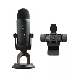 Blue Microphone Yeti USB Microphone Blackout with Logitech C920S HD Pro Webcam