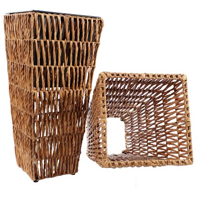 Barley Poly-Wicker Tall Planters with Black Plastic Insert - Set of 2