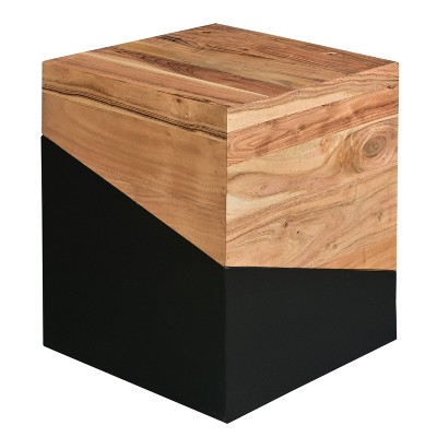 Industrial End Table with Square Top and Wooden Frame Brown/Black - The Urban Port