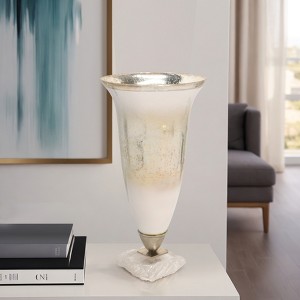 Glass Vase with Glam Metallic Finish, Elegant Aluminum and Glass, Modern Decorative Accent for Home, Office, Bedroom, or Living Room - 18" Silver - 1 of 4