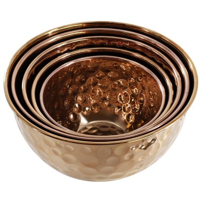 Hammered Copper 5-Piece Stainless Steel Serving Bowl Set