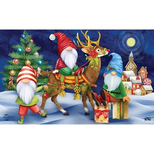 Happy Holiday Gnomes Christmas Doormat 30" x 18" Indoor Outdoor Briarwood Lane - 1 of 4