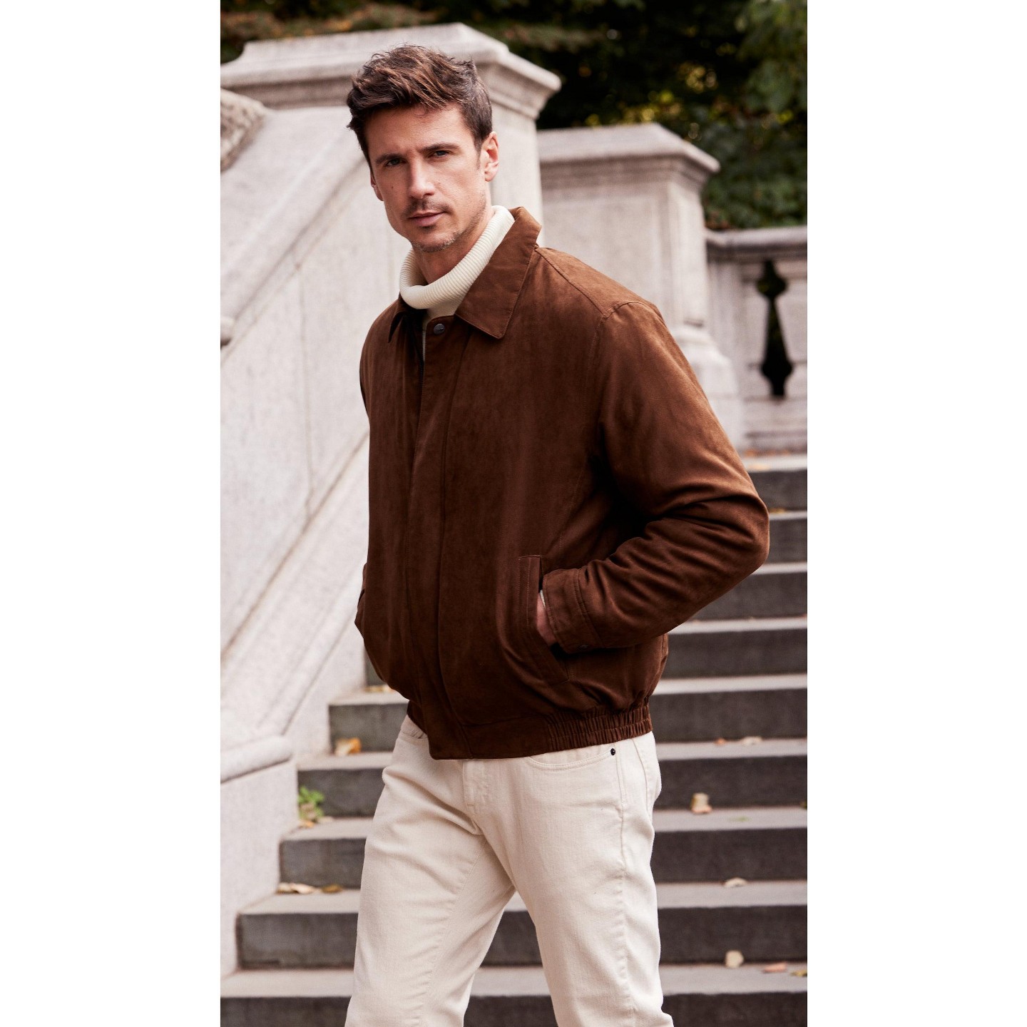 Мужская куртка Weatherproof Chocolate Brown Microsuede Bomber, цвет: Шоколадный — фото 3