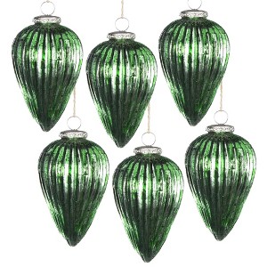 NAYSAYE Party Decoration and Accessories Set of 6 Glass Christmas Ball Ornaments for Christmas Tree Decorations, Green, 3.3"*5.5"*0.37" - 1 of 4