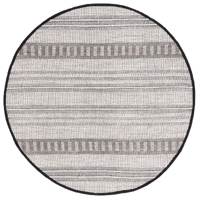 Natura NAT931 Flat Weave Indoor Area Rug - Grey/Black - 6' Round - Safavieh