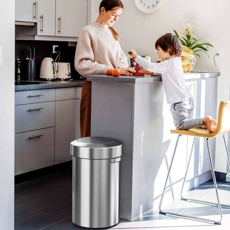 iTouchless Swing Top Kitchen Trash Can 17 Gallon Silver Stainless Steel, 4 of 7