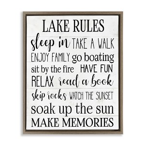 Stupell Industries Motivational Lake Rules Sign Floating Frame Canvas Art - 1 of 4