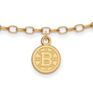 Black Bow Jewelry 14k Yellow Gold Plated Sterling Silver Boston Bruins NHL Anklet 9 Inch - 1 of 3