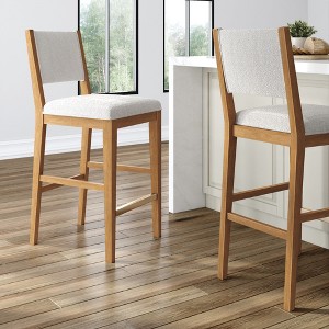 Plank+Beam 30" Counter Bar Stool, Solid Wood Modern Kitchen Stools with Cushion - 1 of 4
