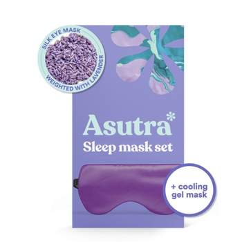 Asutra Natural Sleep Mask Set with Weighted Lavender Silk Eye Pillow & Cooling Gel Mask - 2pc