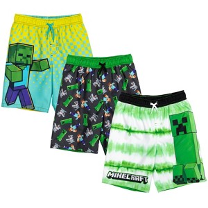 Minecraft Zombie Steve 3 Pack Swim Trunks Bathing Suits Little Kid to Big Kid - 1 of 4