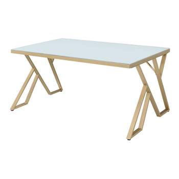 Jalama Glam Glass Top Gold Frame Dining Table - HOMES: Inside + Out