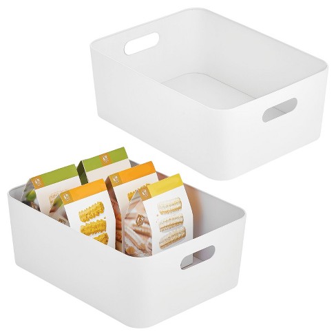 mDesign Plastic Deep Storage Bin Box Container with Lid and Built-In  Handles - Organization for Fruit, Snacks, or Food in Kitchen Pantry,  Cabinet, or