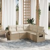 vidaXL 5 Piece Patio Sofa Set with Cushions Beige and Cream Poly Rattan - Without Table - 2 of 4