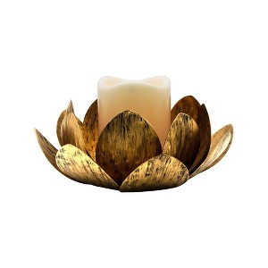 LumaBase Gold Lotus Metal Candleholder with Battery-Operated LED Candle - 1 of 4