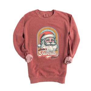 Santa's Favorite Helper Retro - Women's Garment Dyed Graphic Sweatshirt - 1 of 4
