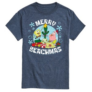 Men's - SpongeBob SquarePants - Merry Beachmas Patrick and Spongebob Short Sleeve Graphic T-Shirt - 1 of 4