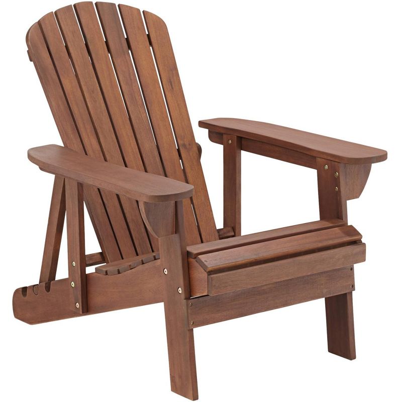 Teal Island Designs Fletcher Dark Wood Outdoor Reclining Adirondack Chair, 1 of 10