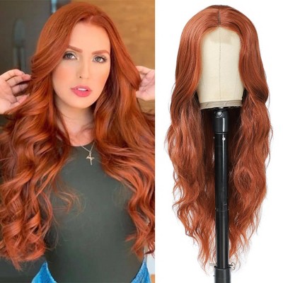 Jessie's Wig 28 Inch Long Wavy Wig Synthetic Hair Orange 1 Pc/Pack