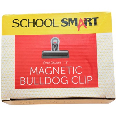 School Smart Magnetic Clips, 2 Inches, Nickel Plated, Pack of 12