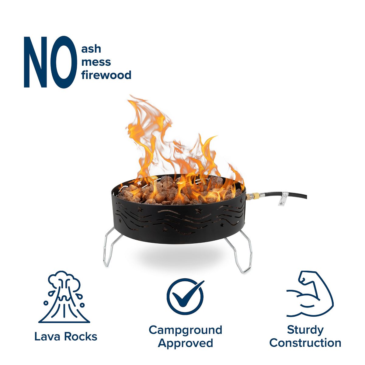 Camco Portable Campfire Outdoor Propane Heater Fire Pit with Lava Rocks, Black - thumbnail 5
