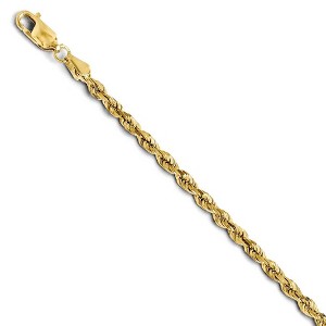 Black Bow Jewelry 3mm 14k Yellow Gold Solid Diamond Cut Rope Chain Bracelet - 1 of 4
