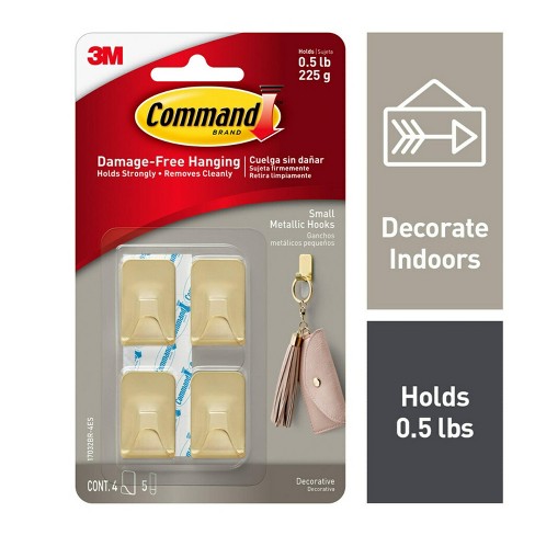 Command Medium Brushed Nickel Classic Metal Hook & Strips (1 Hook / 2  Strips)