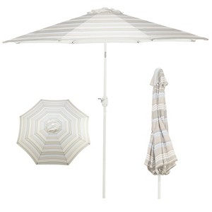 Aoodor 9FT Outdoor Patio Market Umbrella Aluminum Frame with Push Button Tilt Crank and 8 Steel Ribs,for Garden Deck Backyard and Pool - 1 of 4