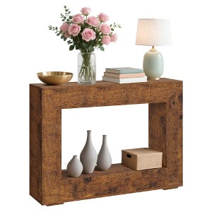 47 Farmhouse Console Table with Storage Shelf - Wood Sofa Table Behind Couch, Vintage Hallway Accent Table for Living Room Entryway - 1 of 4