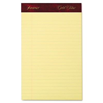 Ampad Gold Fibre Writing Pads Jr. Legal Rule 5 x 8 Canary 50 Sheets 4/Pack 20029