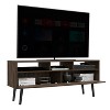 Vynxaria Contemporary TV Stand for TVs up to 52", Dark Walnut Console with Three Open Shelves and Two Flexible Drawers - 2 of 4