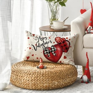 Lomsoe 1pc Linen Happy Valentine's Day Red Love Heart Throw Pillow
