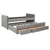 HomeRoots Dark Gray Tufted Velvet Upholstered Full Day Bed With Trundle And Drawers - 4 of 4