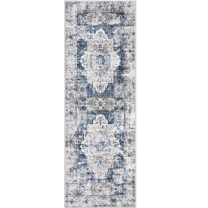 Washable Vintage Floral Medallion Area Rugs, Retro Accent Non Slip Throw Carpet for Bedroom Living Room - 1 of 4