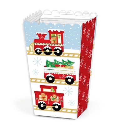 Big Dot of Happiness Christmas Train - Holiday Party Favor Popcorn Treat Boxes - Set of 12