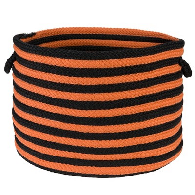 Colonial Mills Spunky Stripe Basket, 18-Inch by 18-Inch by 12-Inch, Orange/Black