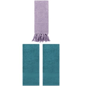 REGALWOVEN 3 Packs Solid Textured and Tassels Soft Absorbent Decorative Hand Towel - 1 of 4