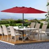 15 FT Double-Sided Rectangle Patio Market Umbrella with Base, Heavy Duty Waterproof and Windproof Umbrella, for Poolside, Lawn & Backyard - 3 of 4