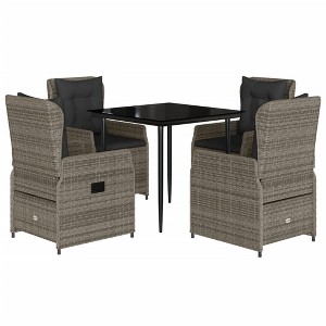 vidaXL Garden Dining Set Grey, Dark Grey, Black - 1 of 4